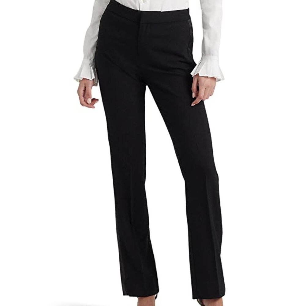 LAUREN RALPH LAUREN Womens Black Zippered Back Waist Darts Straight Fit